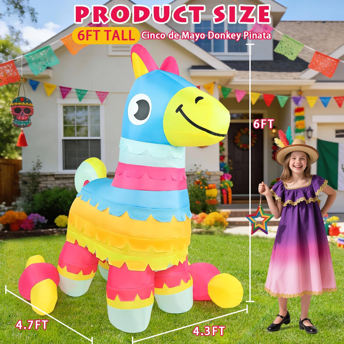 Aotiooy pinata donkey inflatable illuminated by LED lights for evening celebrations