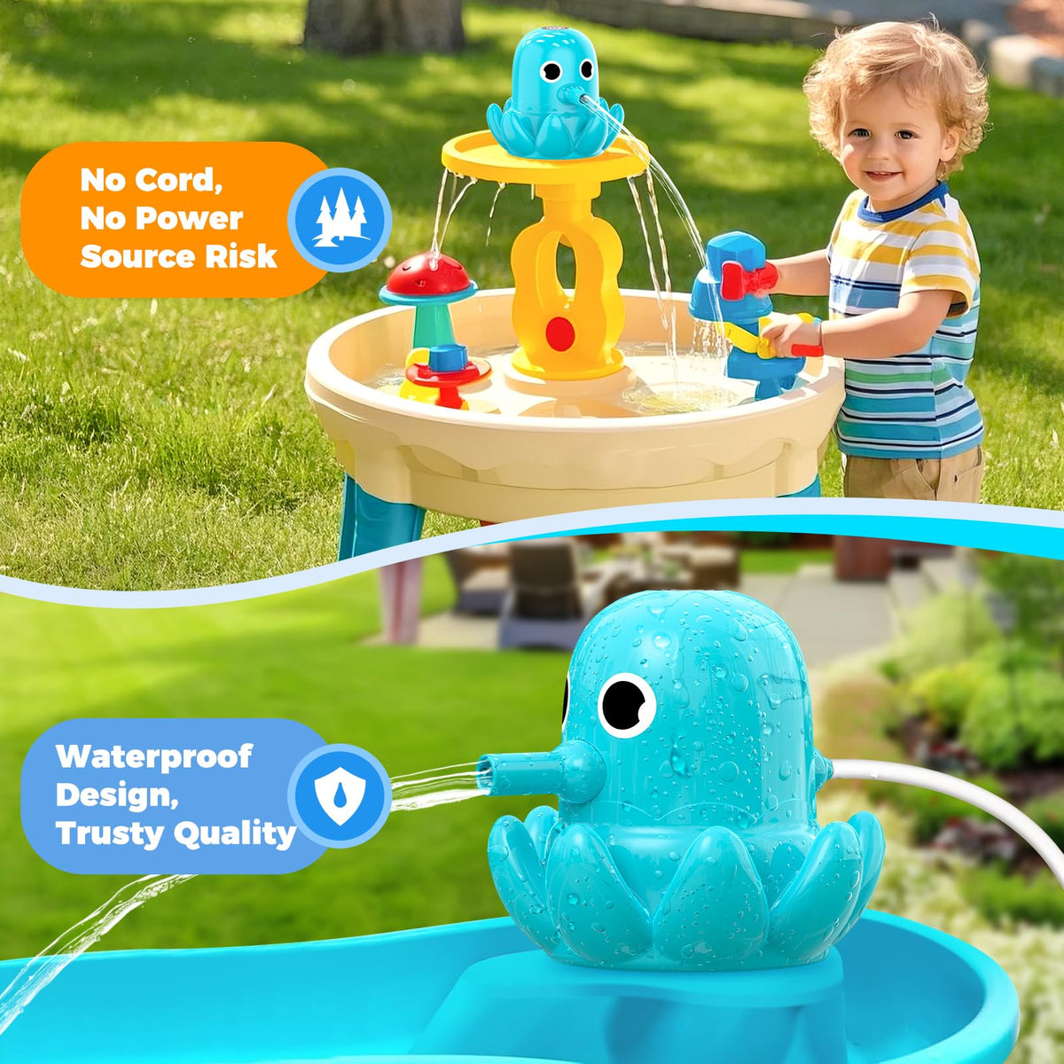 Long silicone tubing from the Aoumcom pump allows flexible, spill-free water flow