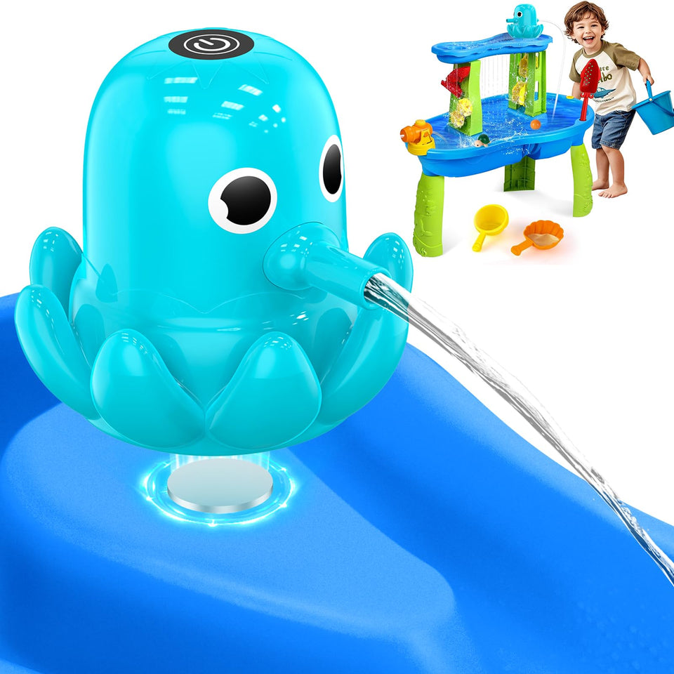 Aoumcom Water Table Pump with magnetic octopus on table enables easy setup for kids