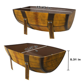 Aoutrow metal barrel planter with anti-rust coating for outdoor use.