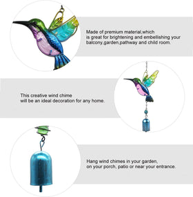 Aovdy glass mosaic hummingbird adds colorful charm and a soothing tonal sound.