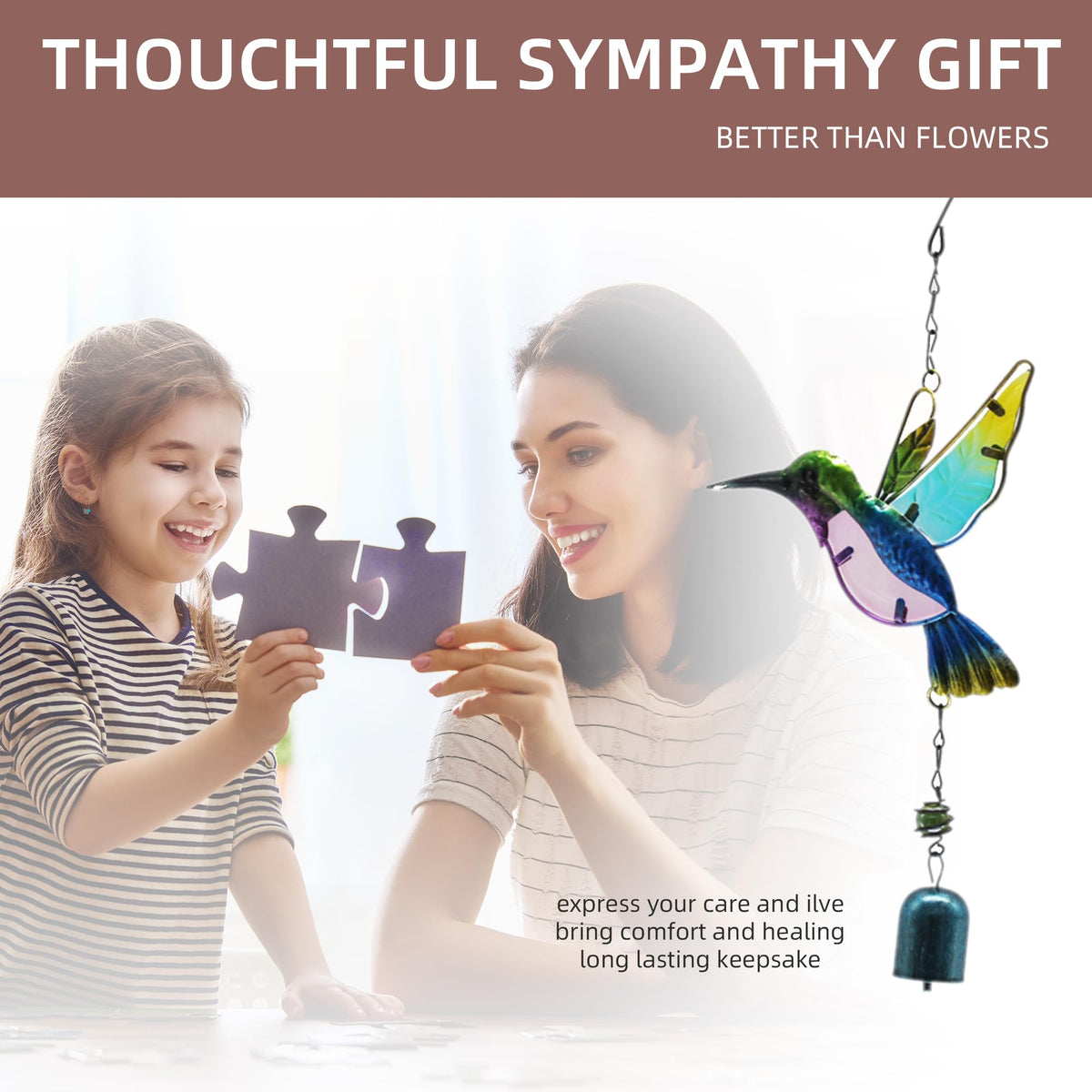 Aovdy mini garden chime hummingbird detail brings whimsy to any planter.