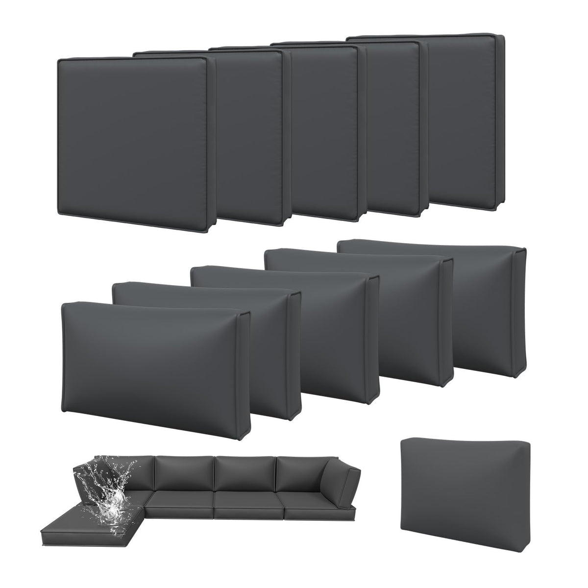 Aoxun 11-piece cushion covers full-set in grey refreshes an outdoor sofa