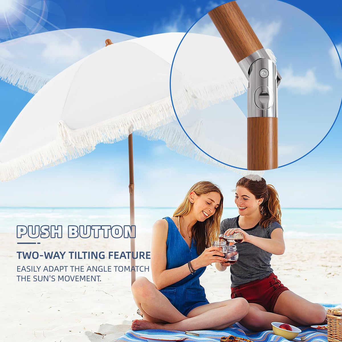 Aoxun 7ft UV 50+ fabric blocks strong sun for daytime lounging