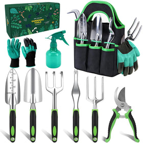 AOZUO garden tools set organizer bag with multiple pockets keeps tools organized for quick gardening.