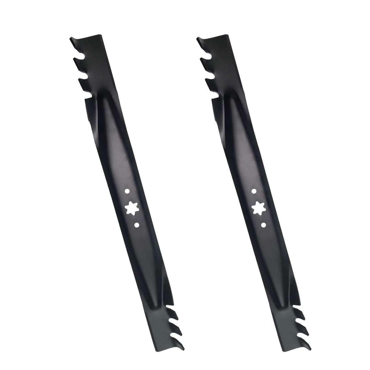 Apeixoto 942-04290 blades with serrated edges for efficient mulching.