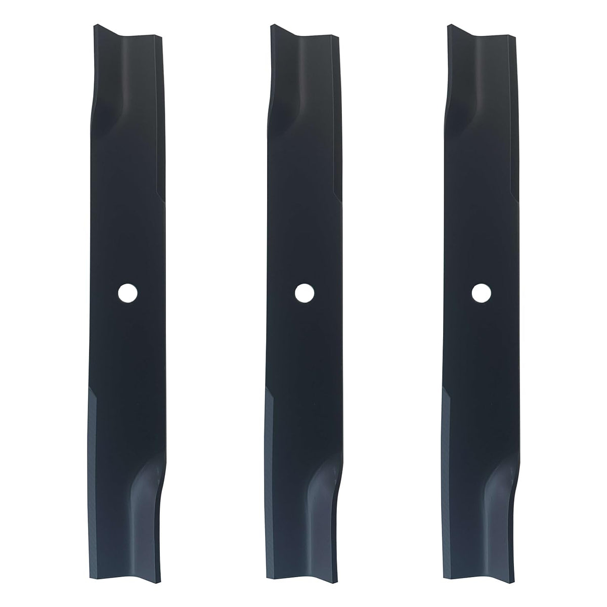 Apeixoto blades 3pc in use on 52-inch deck; clean, even cut potential.