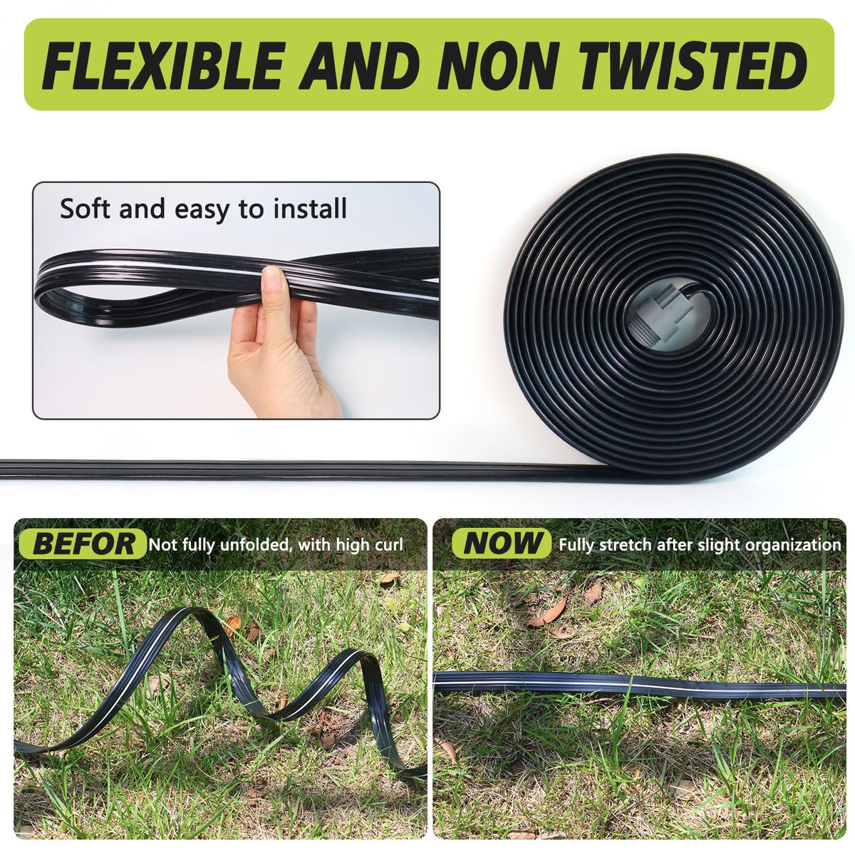 Apgooface 30 ft total irrigation hose setup for lawns and shrubs.