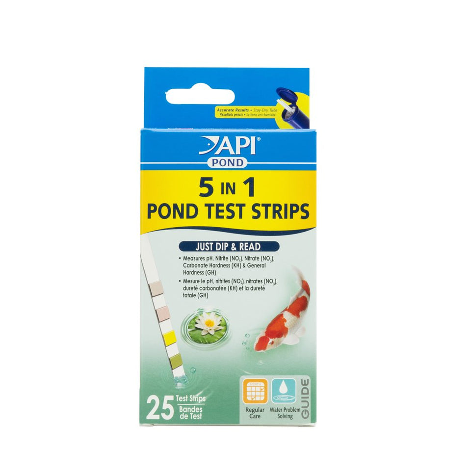 API POND 5in1 test strips box front for quick pond water checks