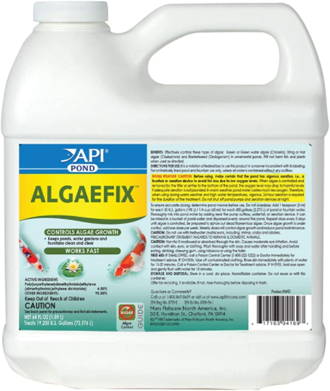 API POND ALGAEFIX 64oz packaging and product label
