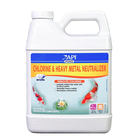 API Pond Chlorine & Heavy Metal Neutralizer bottle front for freshwater pond use.