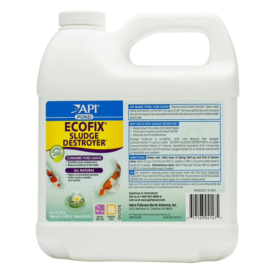 API Pond Ecofix Sludge Destroyer bottle for clearer pond water.