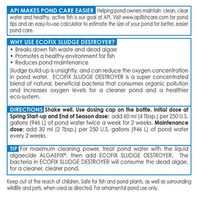 API Pond Ecofix Sludge Destroyer pour shot highlights simple maintenance.