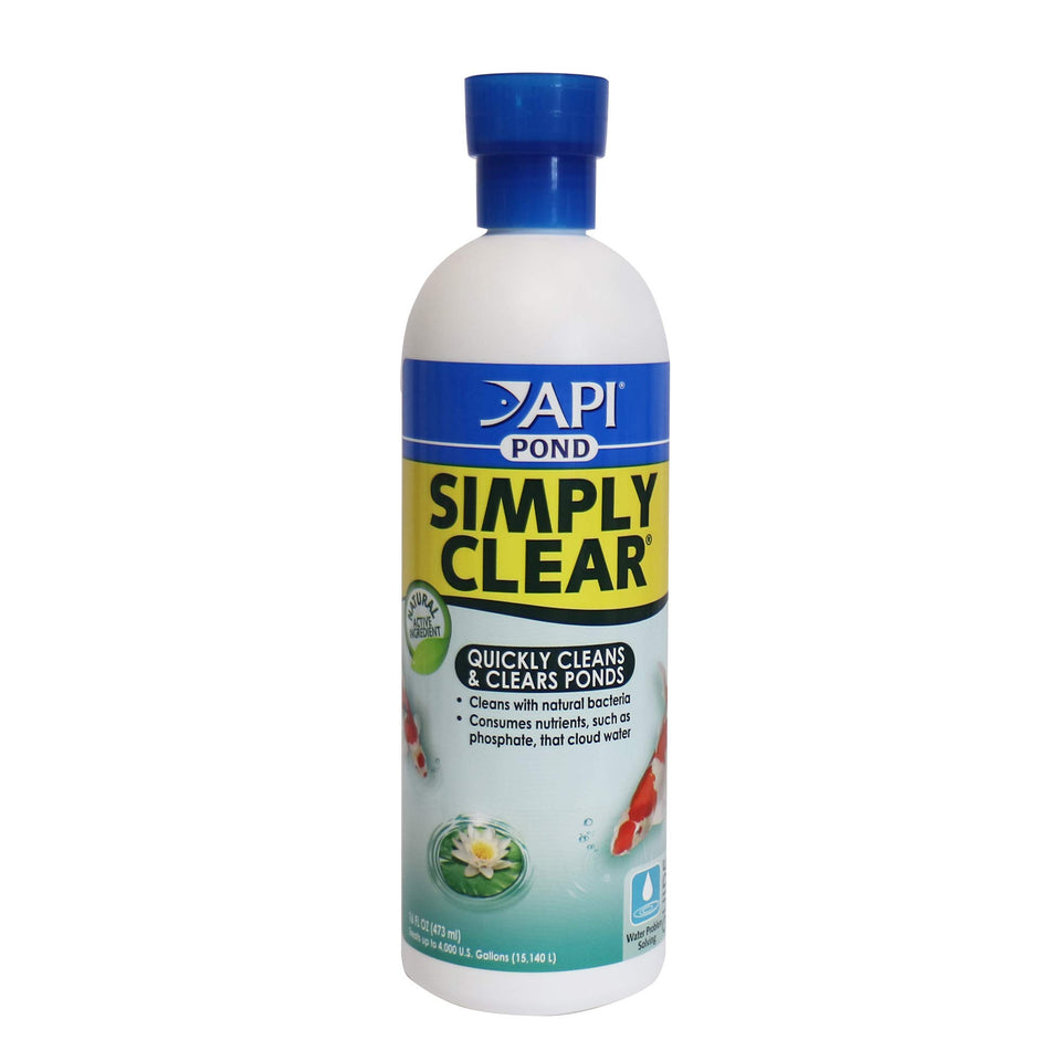 API POND SIMPLY CLEAR bottle 16oz for clear pond water and easy dosing.