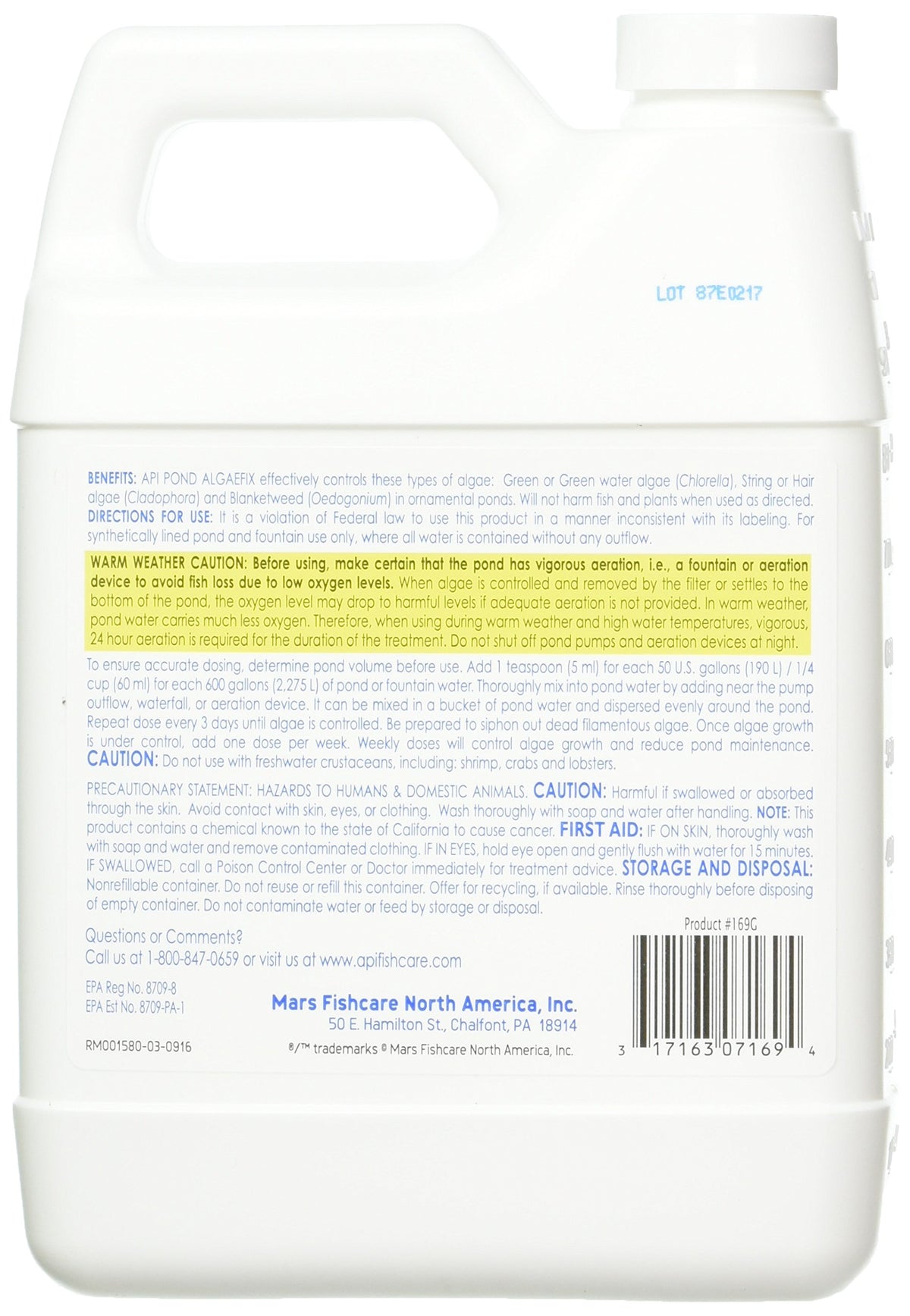 API Pondcare Algaefix in a pond setting supports algae control and clarity