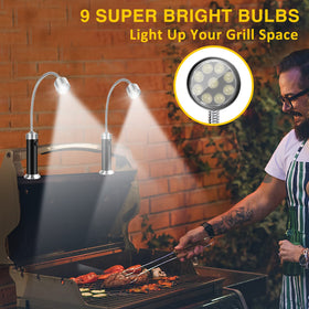 Apicey grill light with 360-degree gooseneck provides versatile, precise lighting.