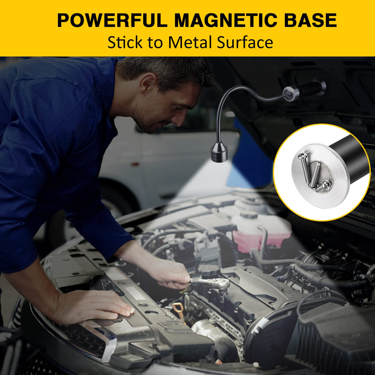 Apicey magnetic base keeps the grill light secure on metal surfaces.