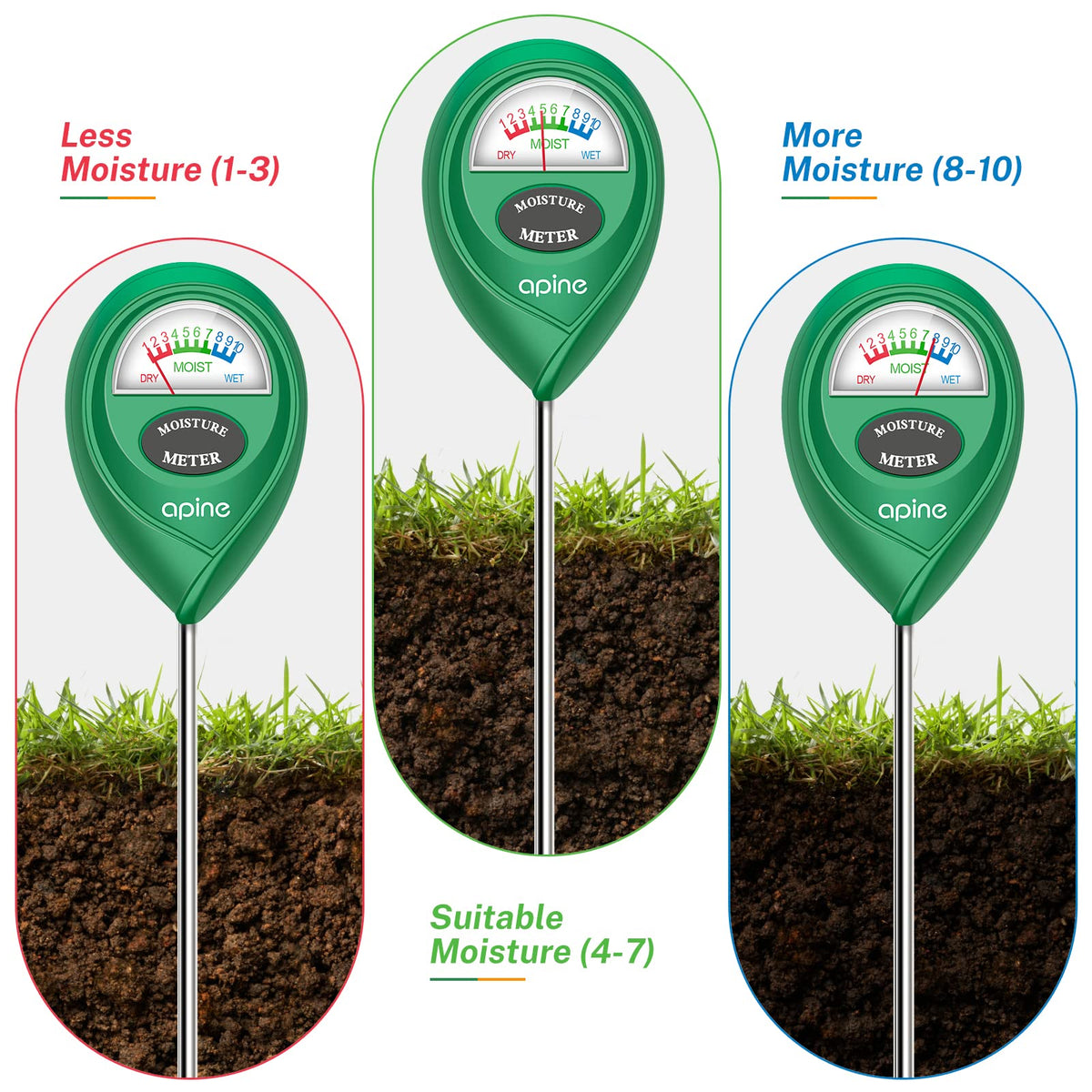 apine outdoor plant moisture meter shown in a garden environment
