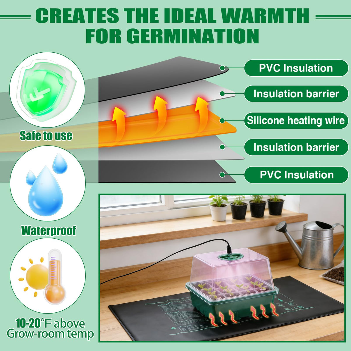 Apipi full-spectrum grow light adapts light quality and duration for steady seedling vigor.