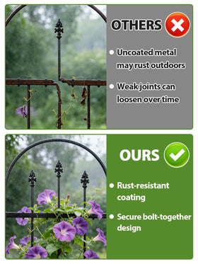 Apipi rustproof metal coating provides durable outdoor plant support.