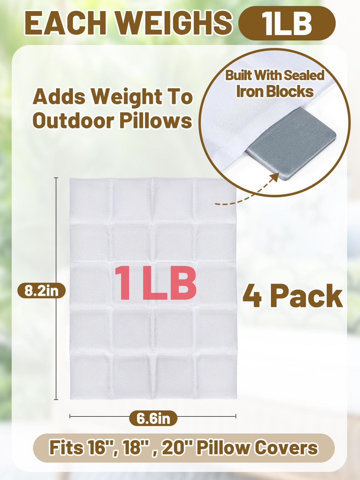 Apipi weighted pillow insert with zipper closure for easy removal.