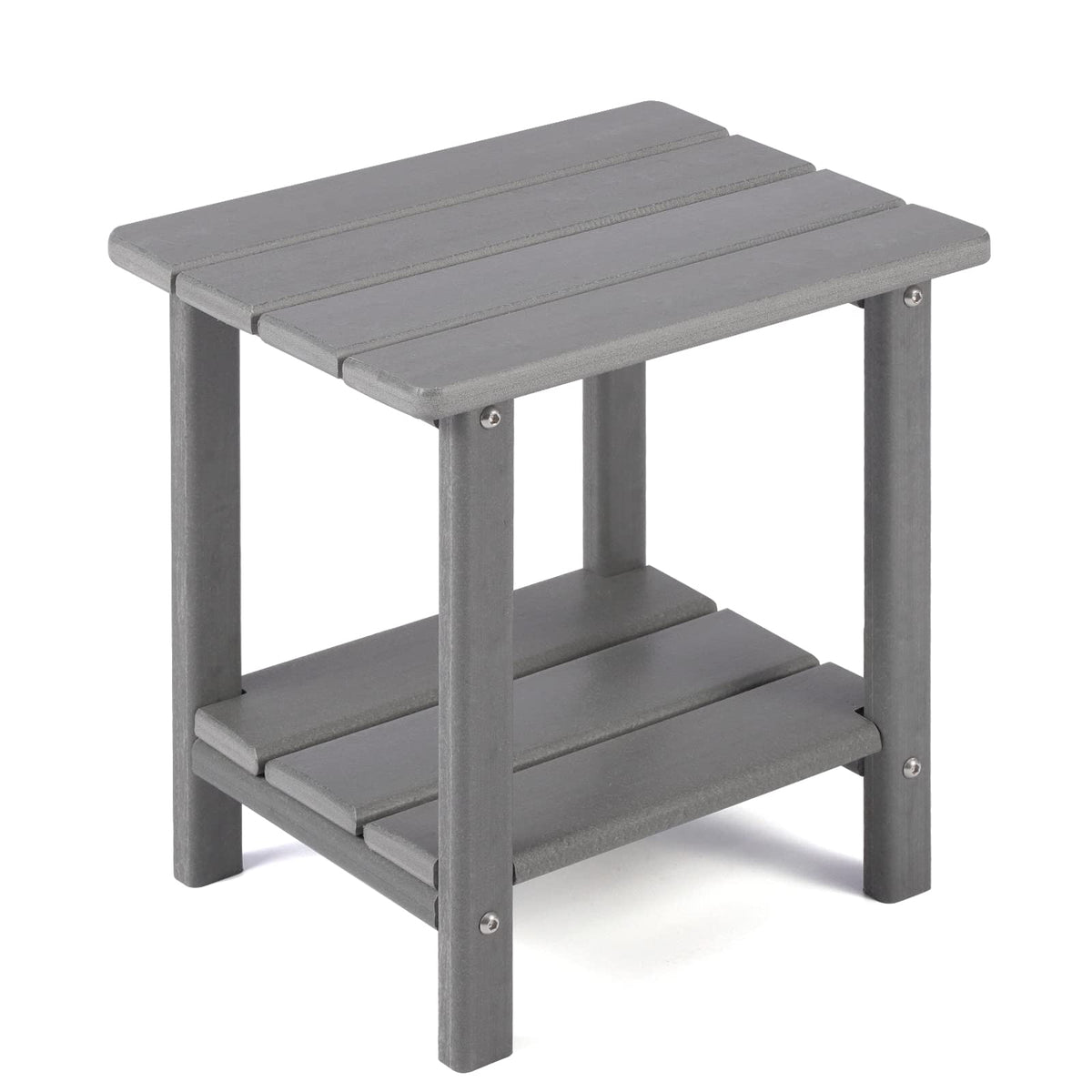 Apolimi Adirondack outdoor side table with two tiers, ideal for lamps and drinks.
