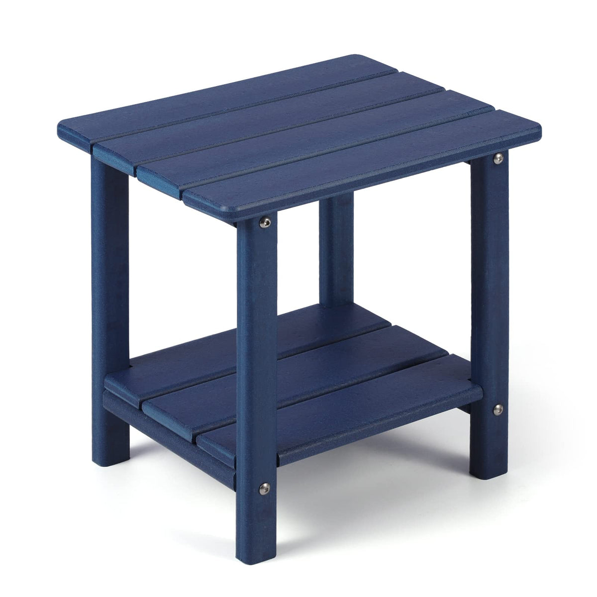 Apolimi Adirondack side table, top view, showcasing two-tier storage for outdoor convenience.