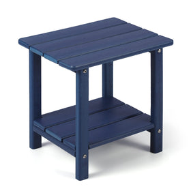 Apolimi Adirondack side table, top view, showcasing two-tier storage for outdoor convenience.