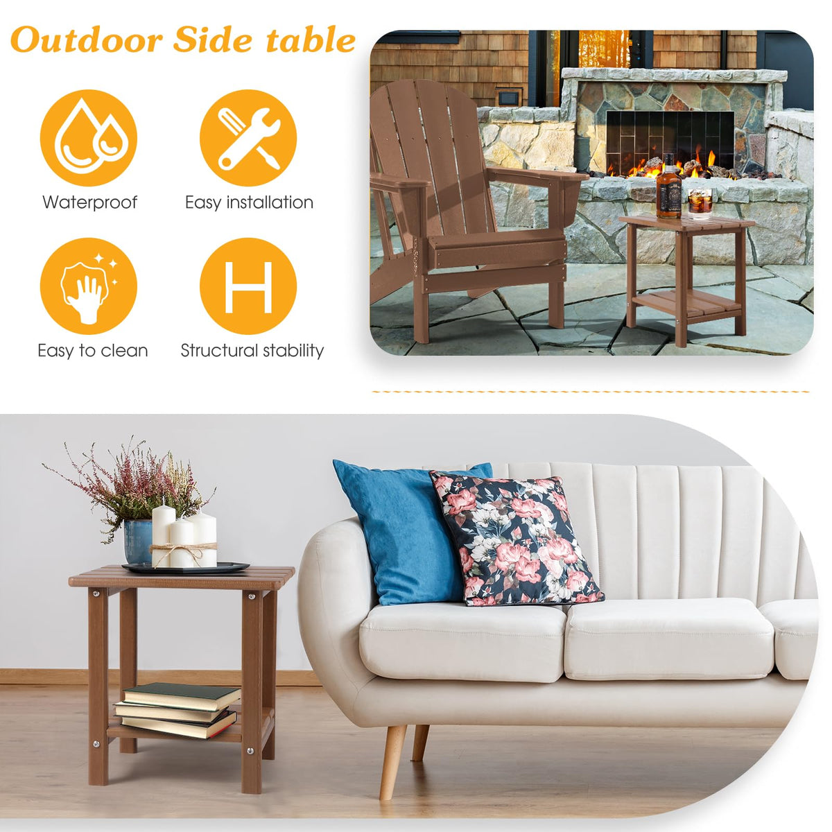 Apolimi Adirondack side table assembly in minutes with included parts.