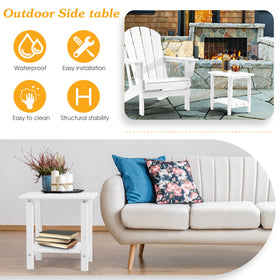 Apolimi Adirondack side table dimensions 16.5 by 12.6 inches, compact footprint