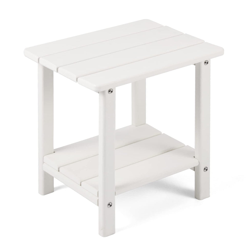 Apolimi Adirondack side table full view, outdoor-ready companion beside seating