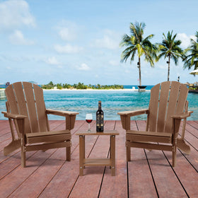 Apolimi Adirondack side table on patio scene complements chairs and lounge.