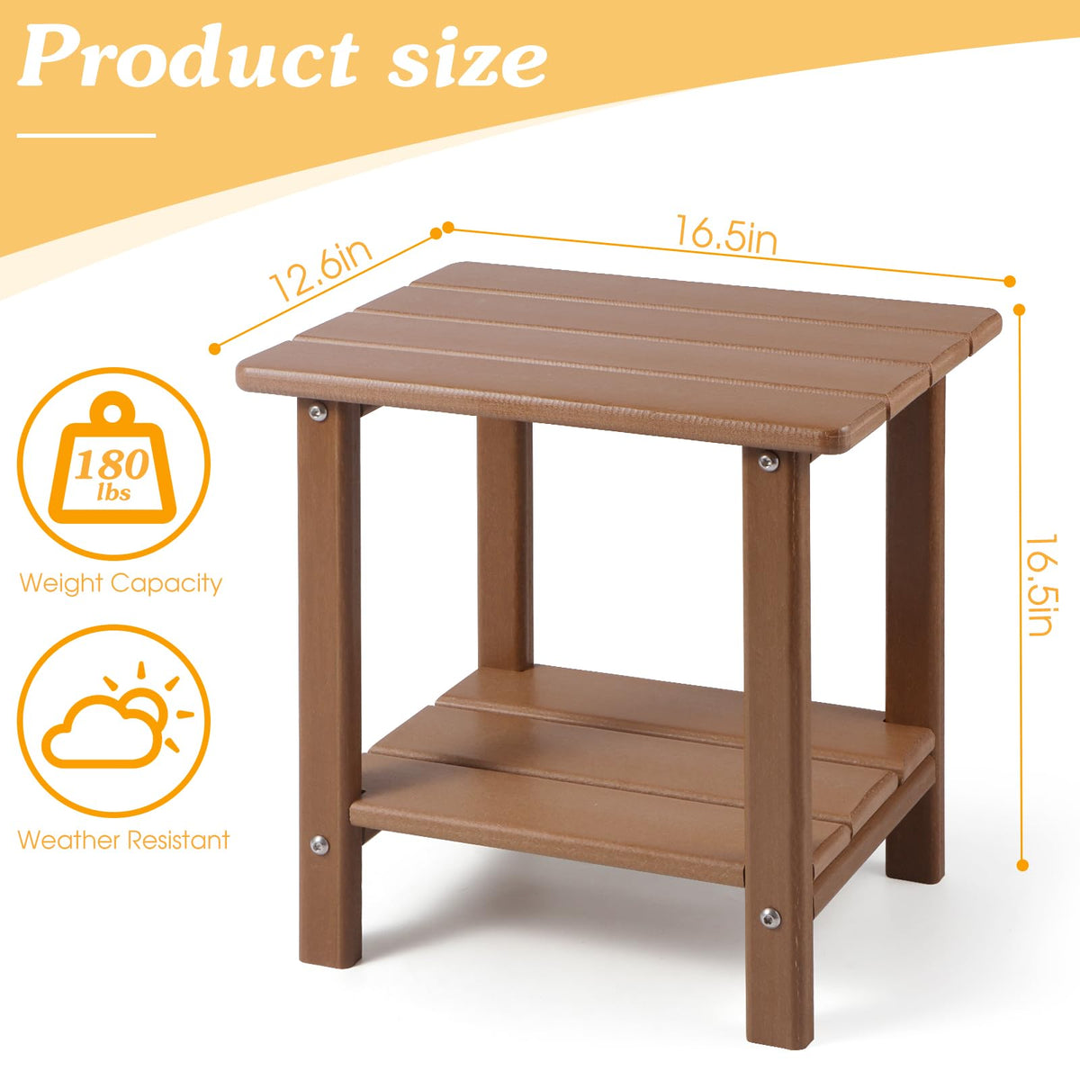 Apolimi Adirondack side table two-tier storage keeps lighting, books, and drinks organized.