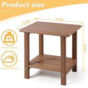 Apolimi Adirondack side table two-tier storage keeps lighting, books, and drinks organized.