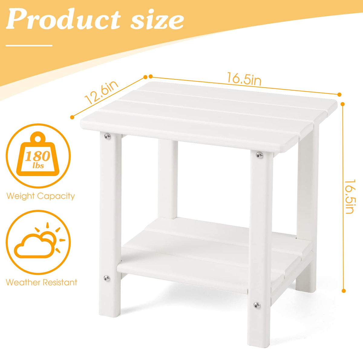 Apolimi Adirondack side table weather-resistant material with wood-like finish for outdoor durability