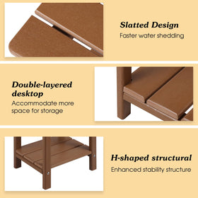 Apolimi Adirondack side table weather resistance helps it endure sun and rain.