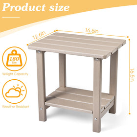 Apolimi Adirondack table beside pool features a water-resistant surface for poolside beverages.