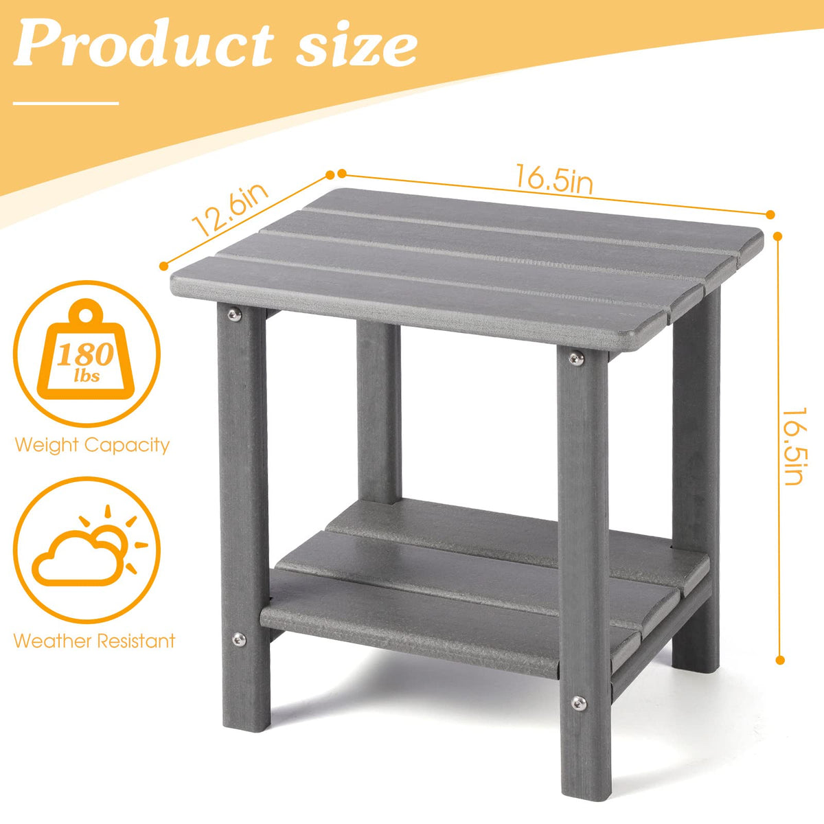 Apolimi side table dimensions 16.5 inches by 12.6 inches by 16.5 inches.
