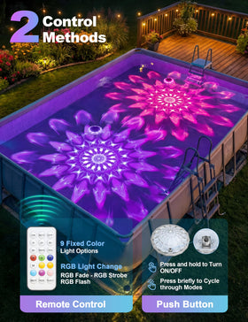 APONUO floating pool light sits on water creating ambient glow