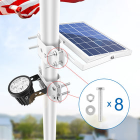 APONUO solar flagpole light with separate-panel design eases orientation to flag at night