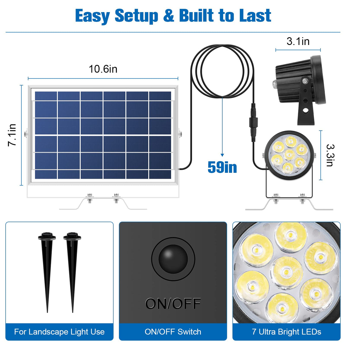 APONUO solar flagpole light supports wall, ground, or pole installation options