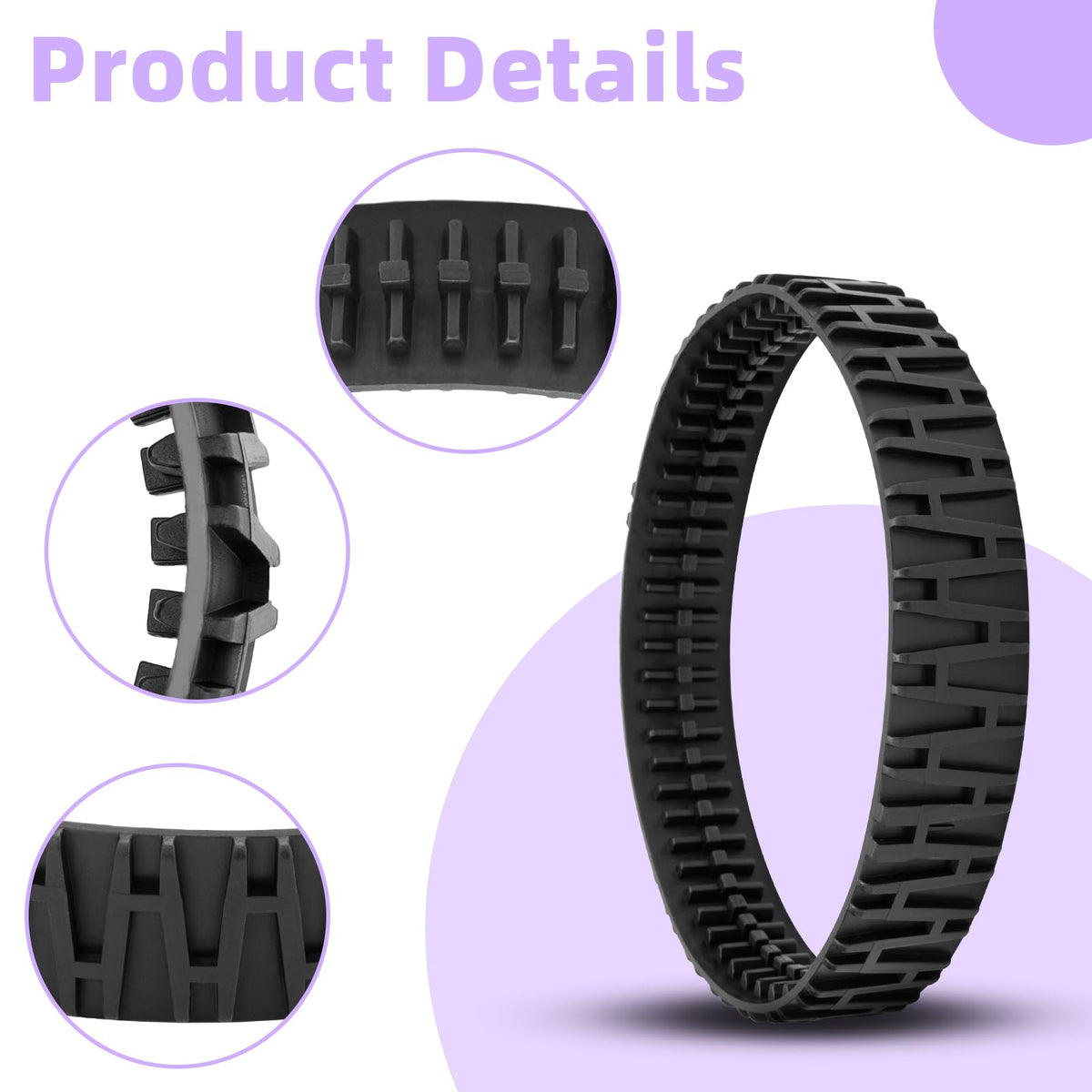 Close-up of durable tread material, designed for reliable pool cleaning