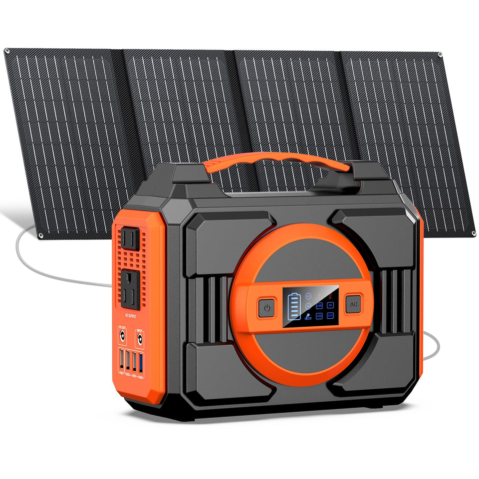 Apowking 300W portable solar generator with panel included for reliable off-grid charging.