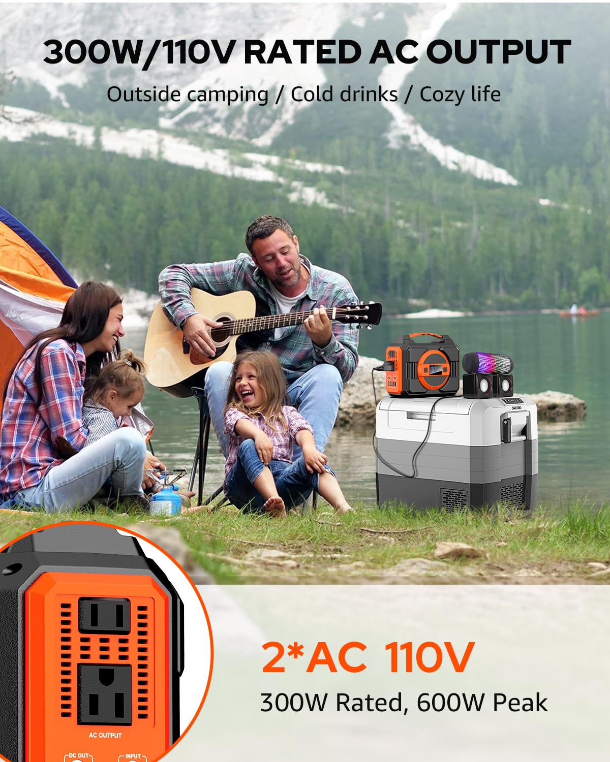 Apowking compact-design portable power station offers easy transport for camping and travel.