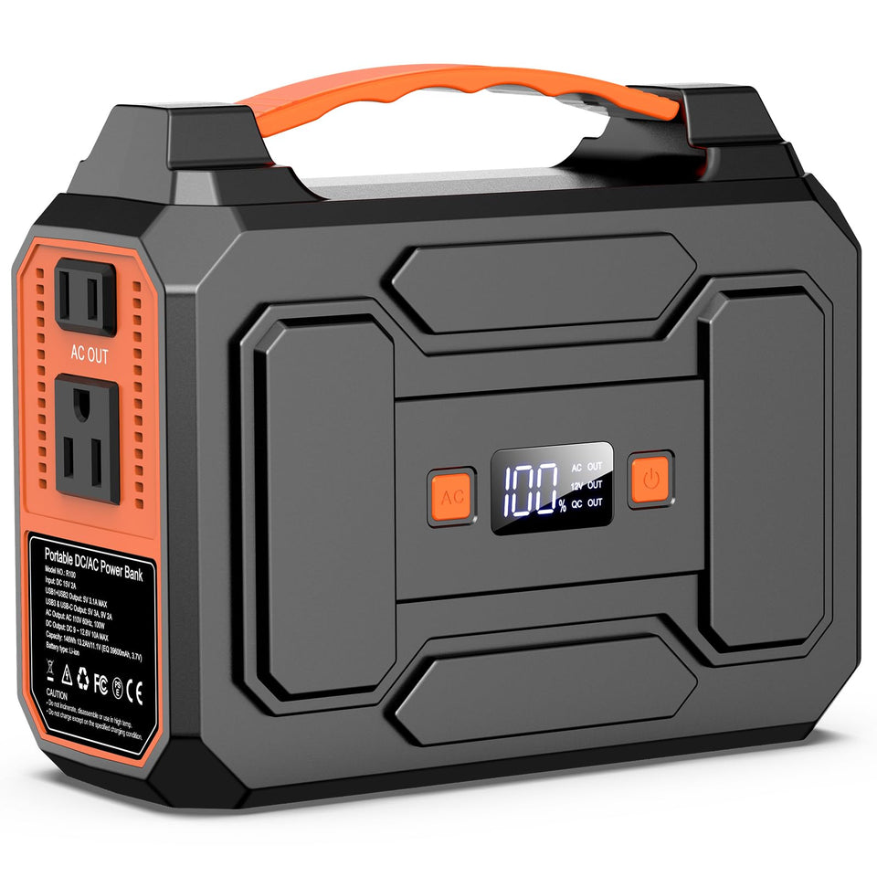 Apowking portable power station 146Wh in a compact carry case for camping and travel.