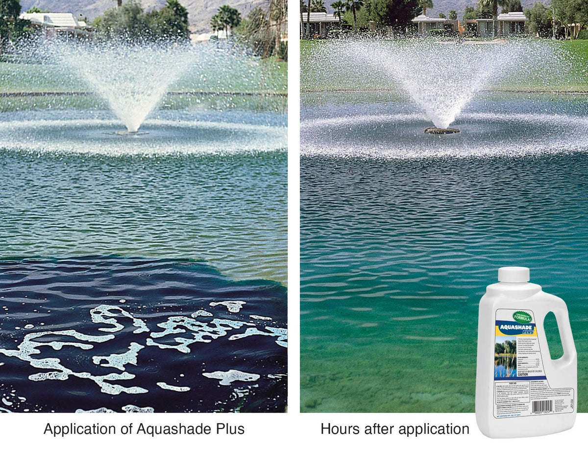 APPLIED BIOCHEMISTS Aquashade Plus being poured into water for treatment