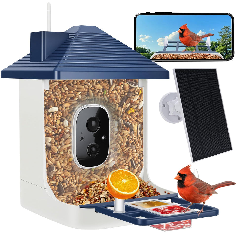 Aprilmin Smart Bird Feeder Camera front view captures vivid plumage for easy observation.