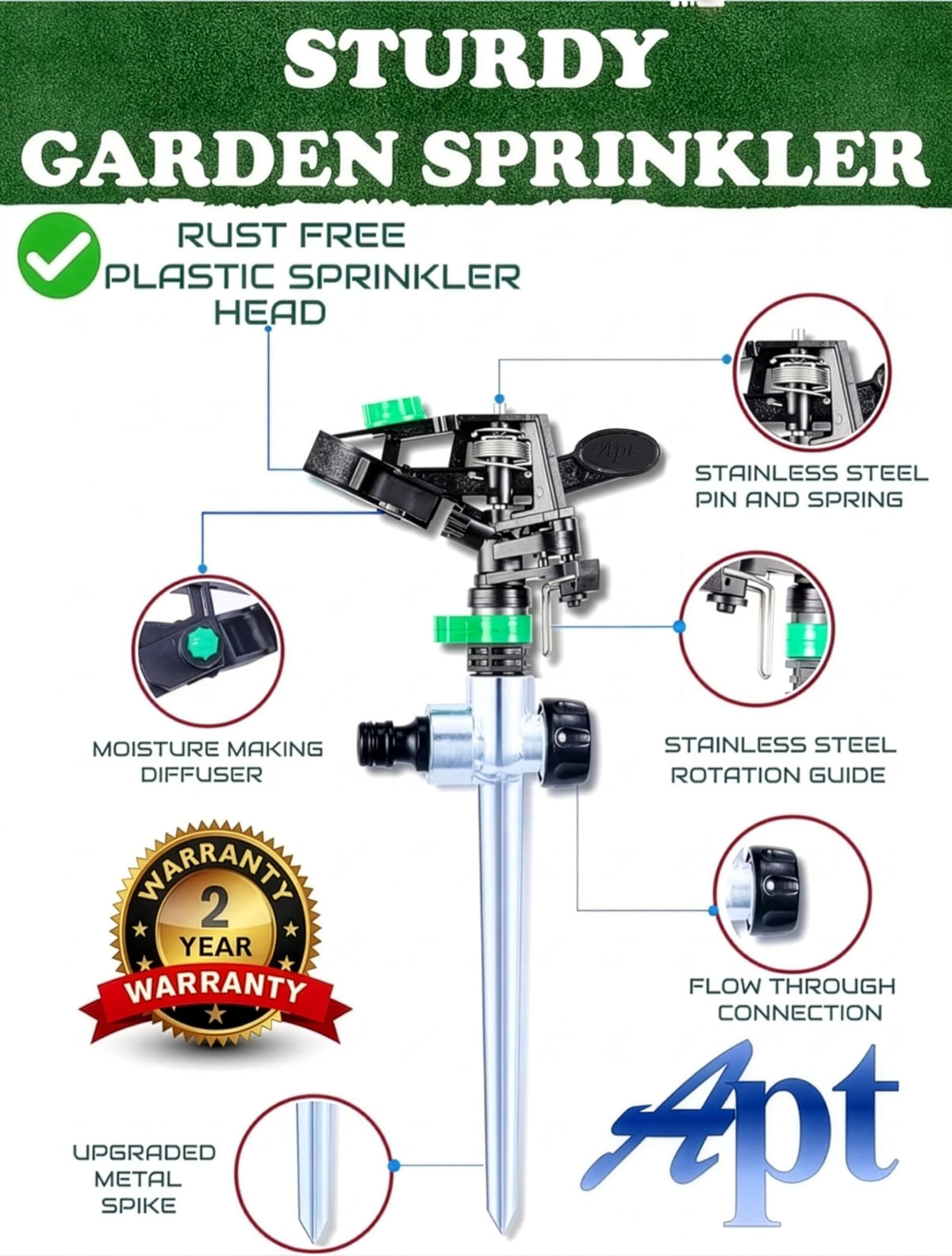 APT plug-and-play setup for quick garden irrigation installation.