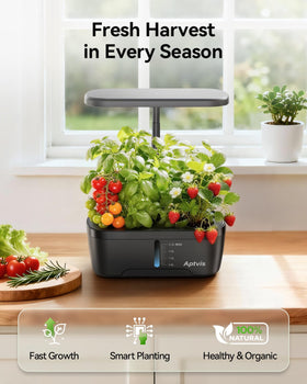 Aptvis LED grow light over six pods supports germination and harvest
