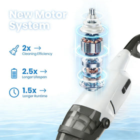 Apyns cordless pool vacuum extended reach with 7.3 ft pole in use